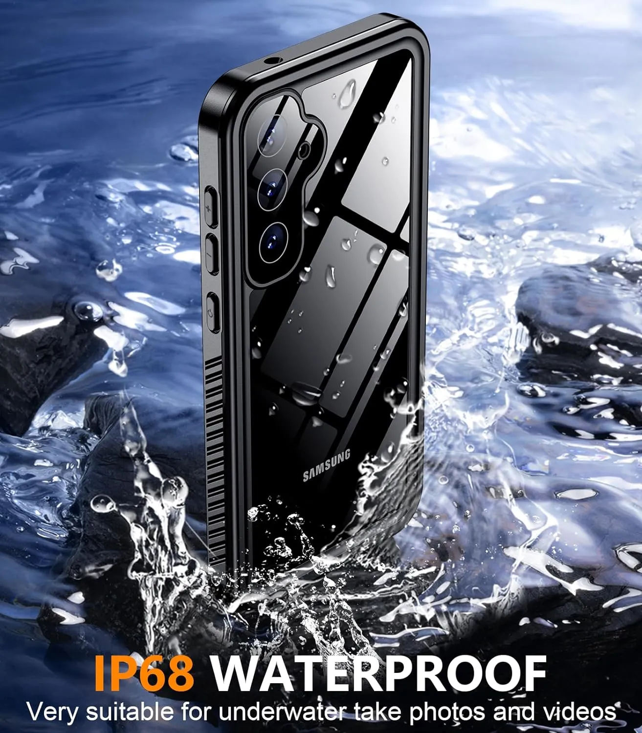 OAKTREE Samsung Galaxy S25 5G 6.2 inch Shockproof Waterproof Full-Body Rugged Case - Black/Clear