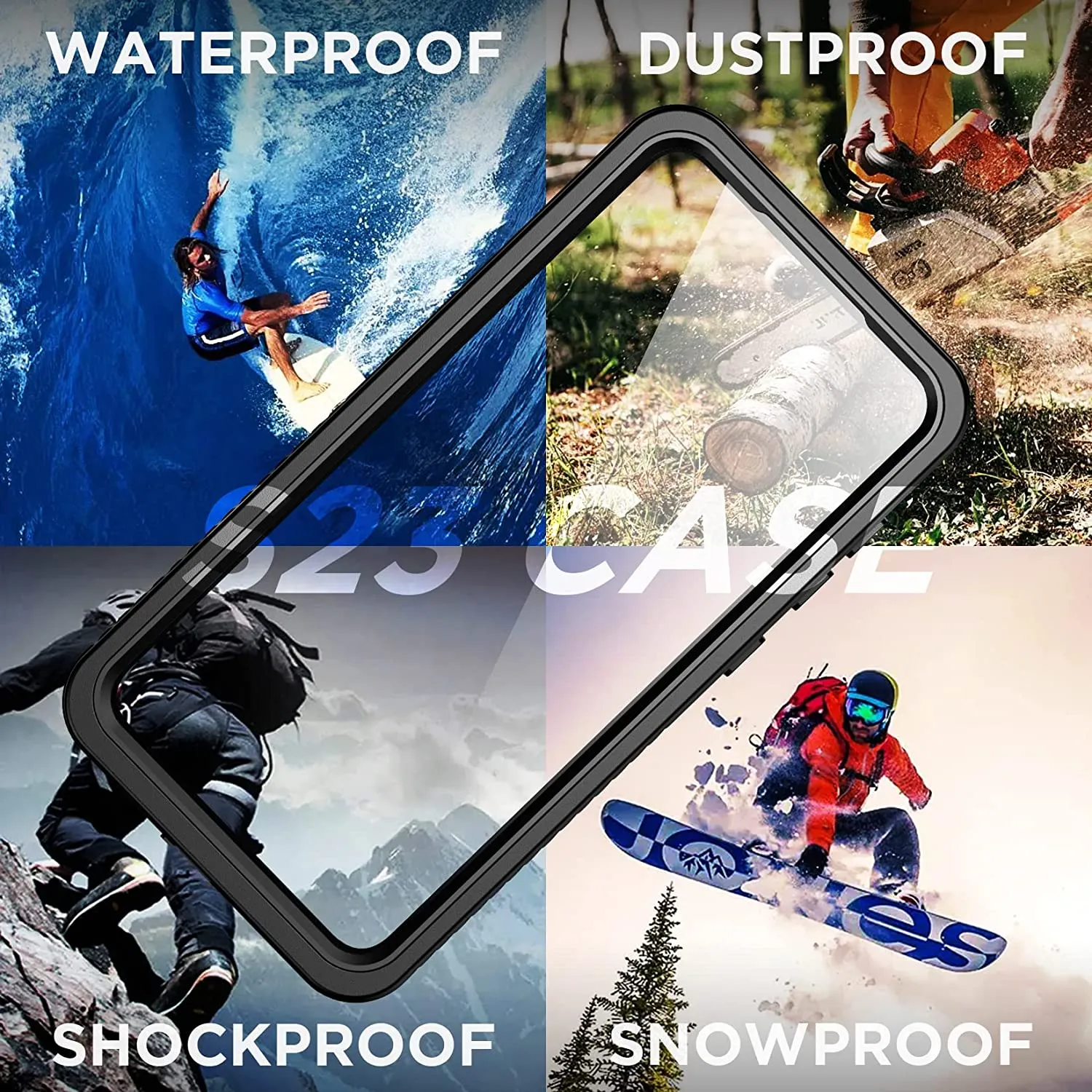 OAKTREE Samsung Galaxy S25 5G 6.2 inch Shockproof Waterproof Full-Body Rugged Case - Black/Clear