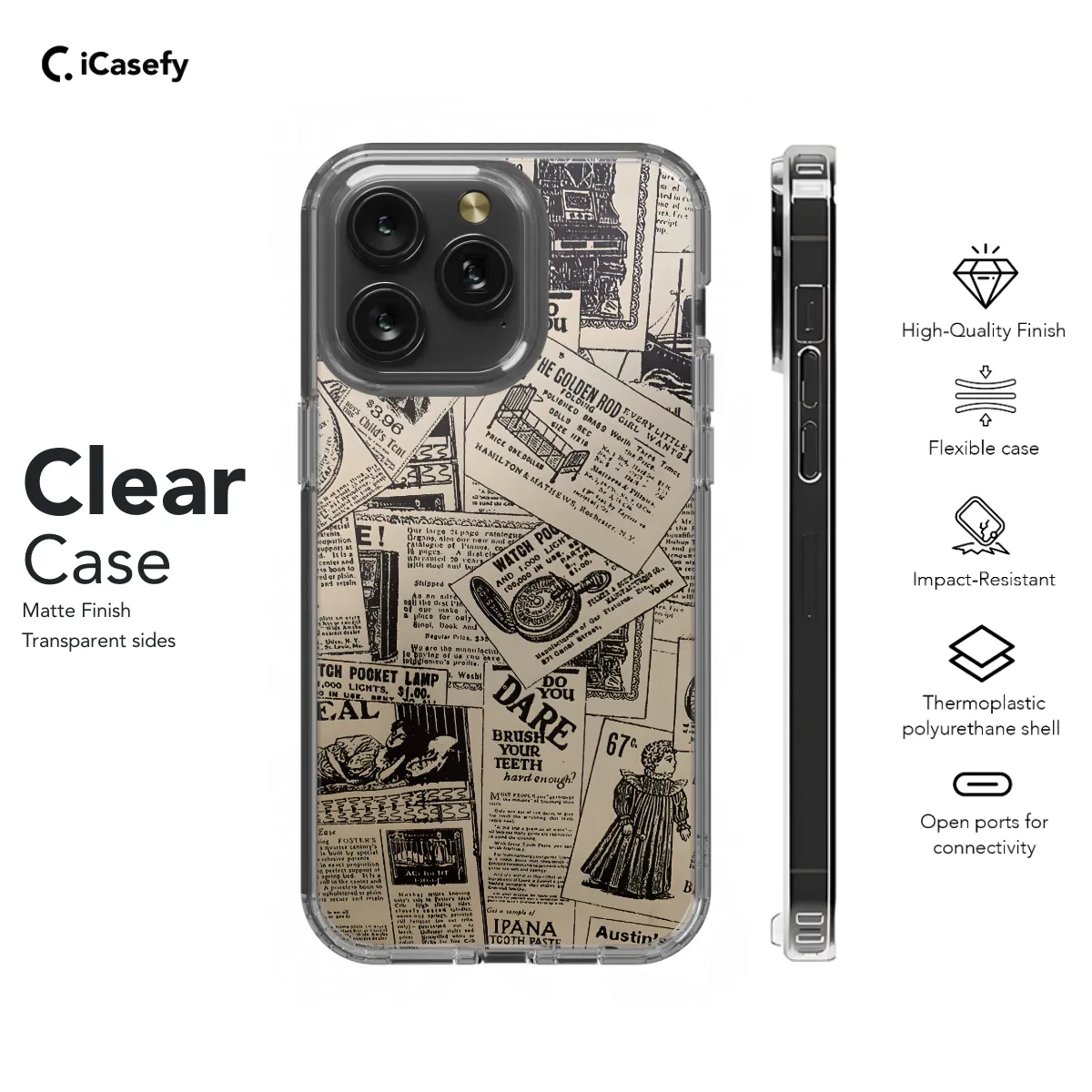 Old Newspaper Ledger Paperwhite Kindle Phone Case iPhone Samsung Pixel & More 63