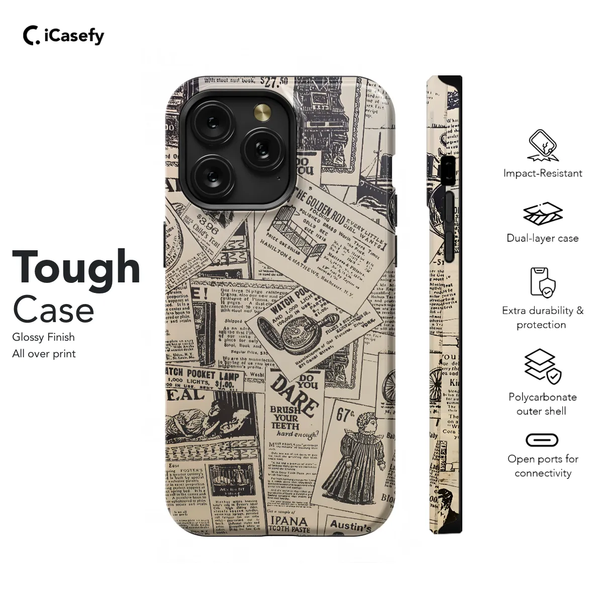 Old Newspaper Ledger Paperwhite Kindle Phone Case iPhone Samsung Pixel & More 63