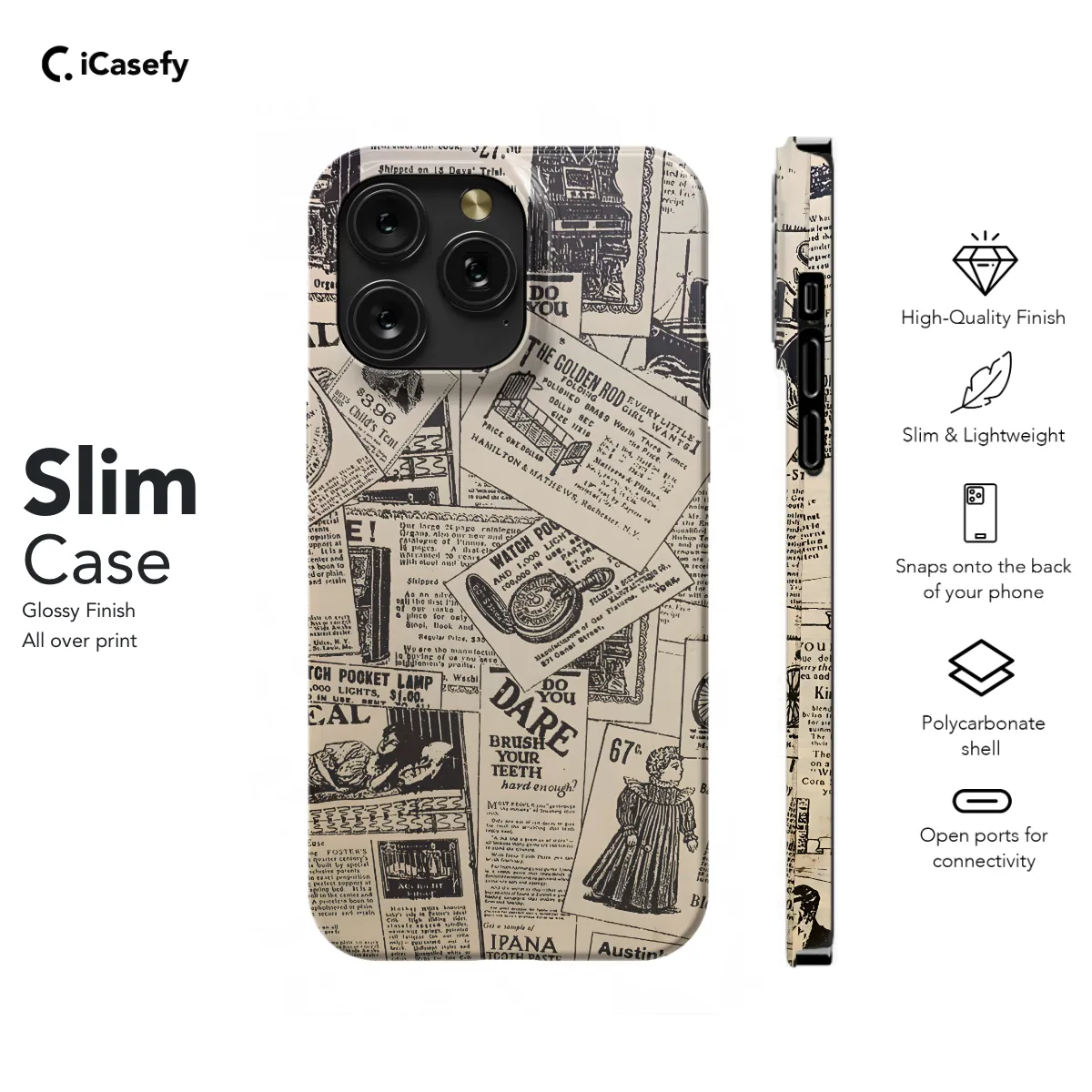 Old Newspaper Ledger Paperwhite Kindle Phone Case iPhone Samsung Pixel & More 63