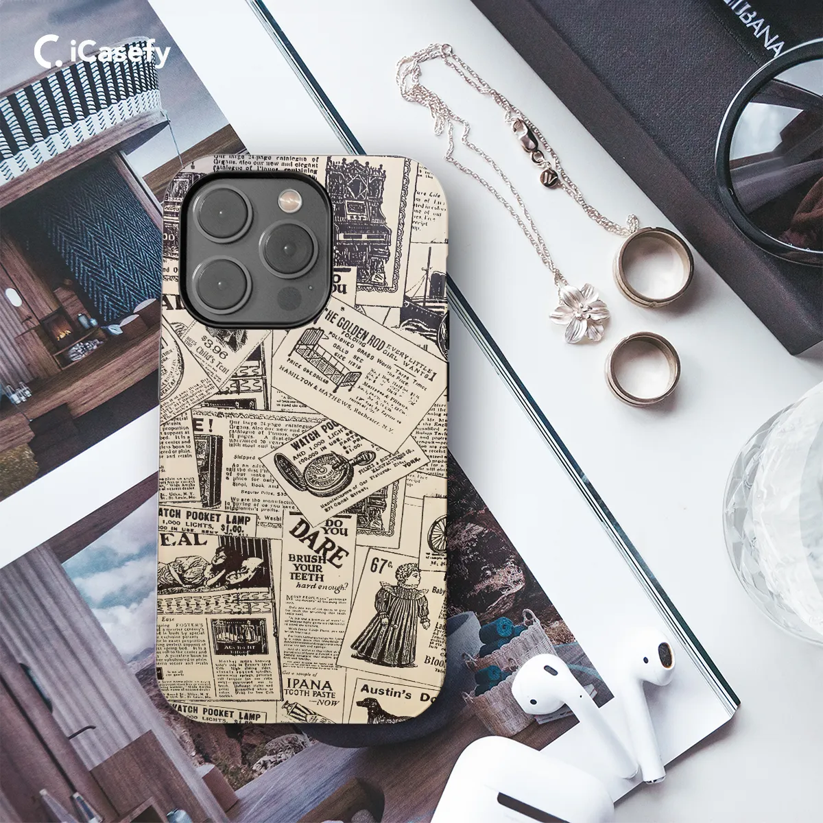 Old Newspaper Ledger Paperwhite Kindle Phone Case iPhone Samsung Pixel & More 63