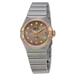 Omega Constellation Brown Mother of Pearl Diamond Automatic Ladies Watch 12325272057001 123.25.27.20.57.001