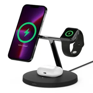 Open Box - Belkin BoostCharge Pro 15W 3-in-1 Wireless Charger with MagSafe