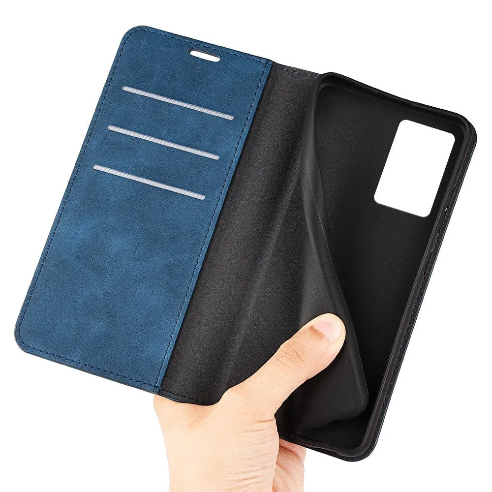 Oppo A57s / A57 Leather Case Flip Cover with Card Slots - Blue