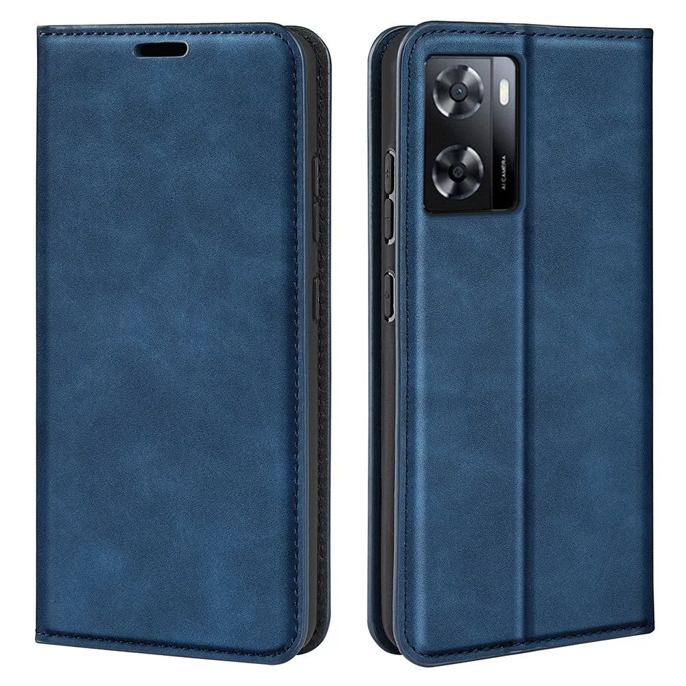 Oppo A57s / A57 Leather Case Flip Cover with Card Slots - Blue