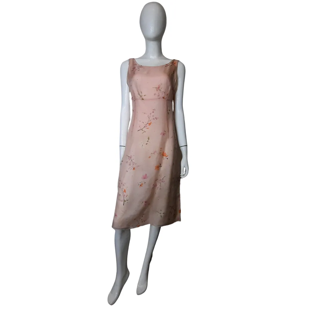 Oscar De La Renta Floral Print Silk Chiffon Dress Size 10