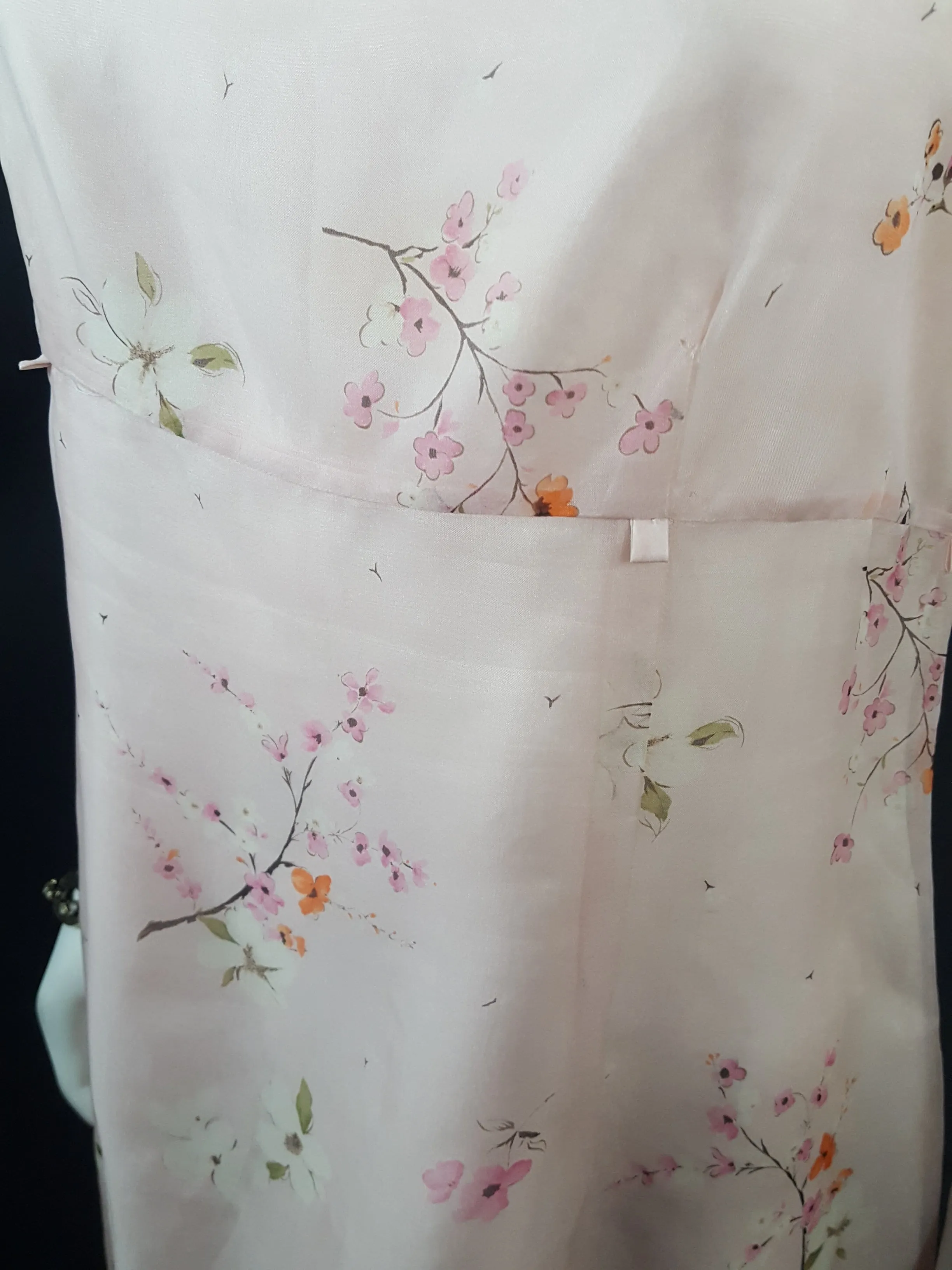 Oscar De La Renta Floral Print Silk Chiffon Dress Size 10