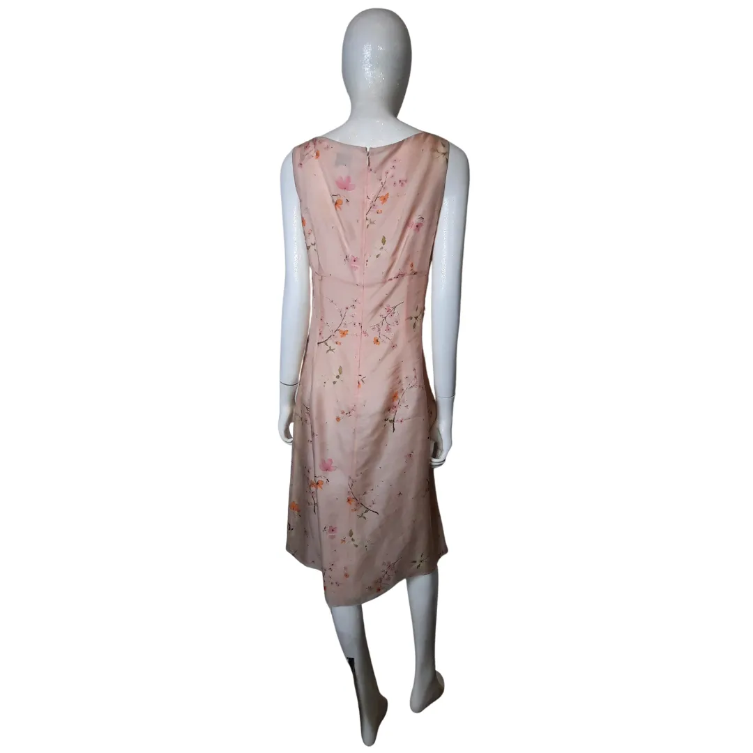 Oscar De La Renta Floral Print Silk Chiffon Dress Size 10