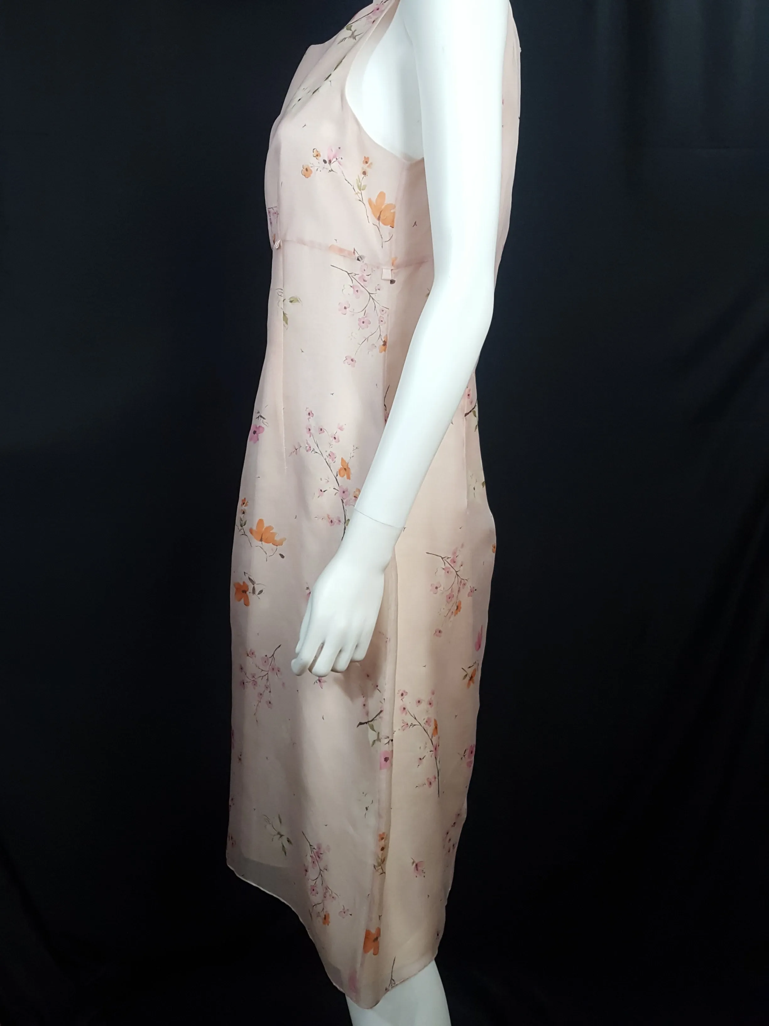 Oscar De La Renta Floral Print Silk Chiffon Dress Size 10
