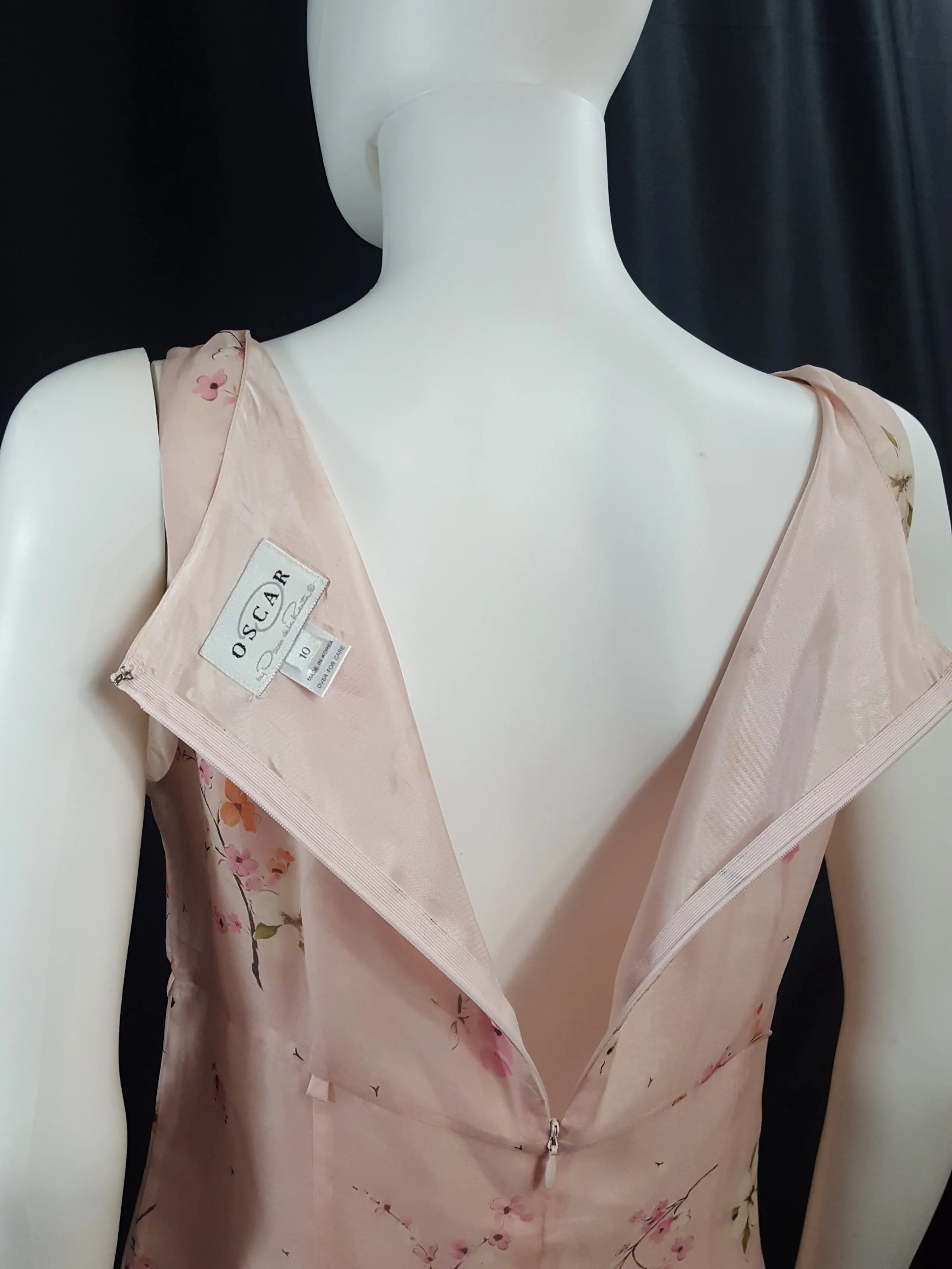 Oscar De La Renta Floral Print Silk Chiffon Dress Size 10