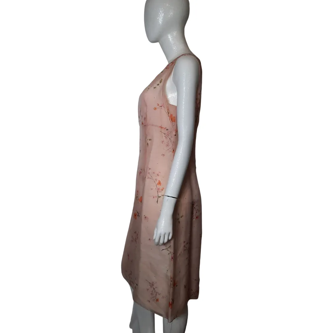 Oscar De La Renta Floral Print Silk Chiffon Dress Size 10