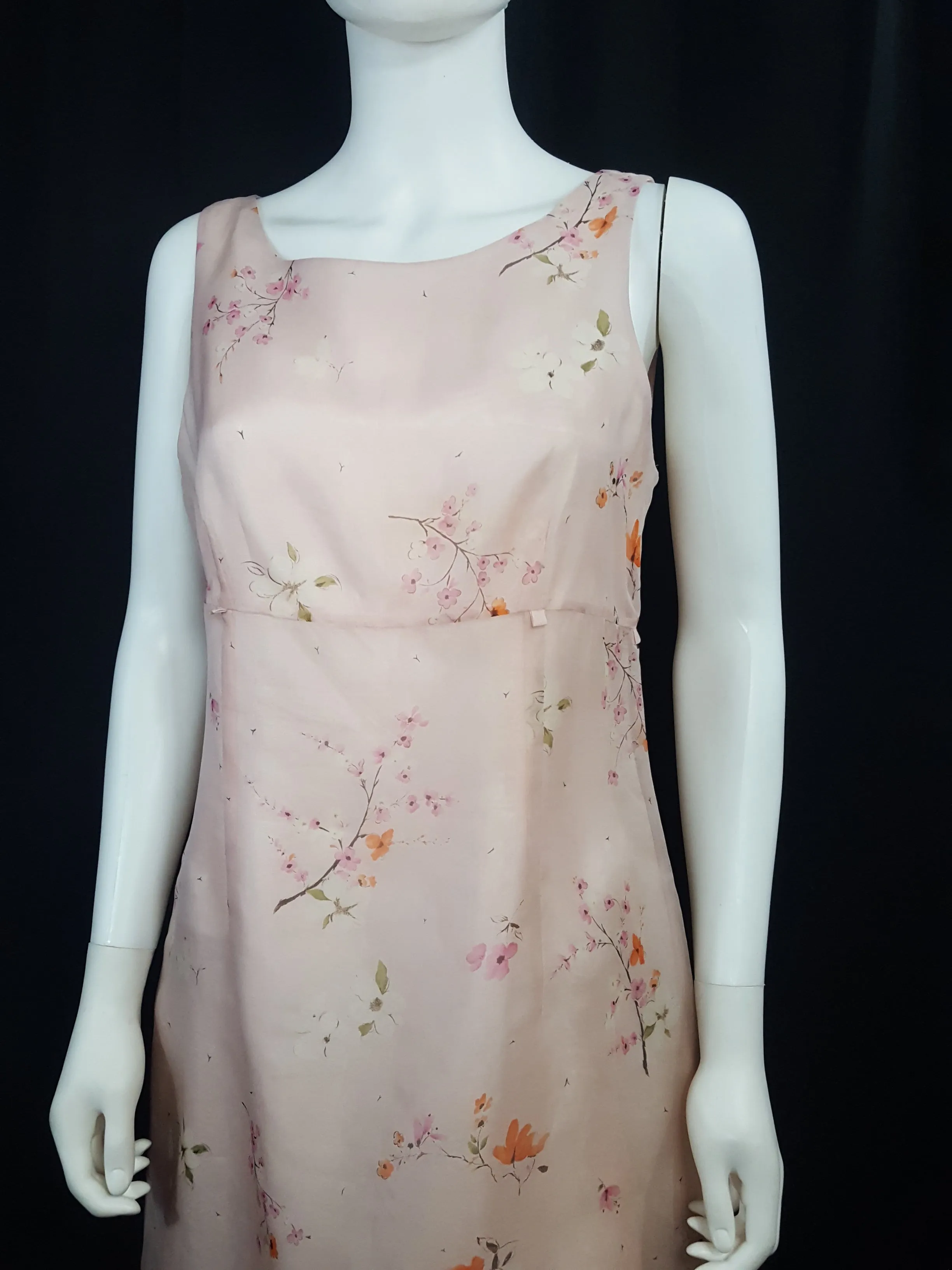 Oscar De La Renta Floral Print Silk Chiffon Dress Size 10