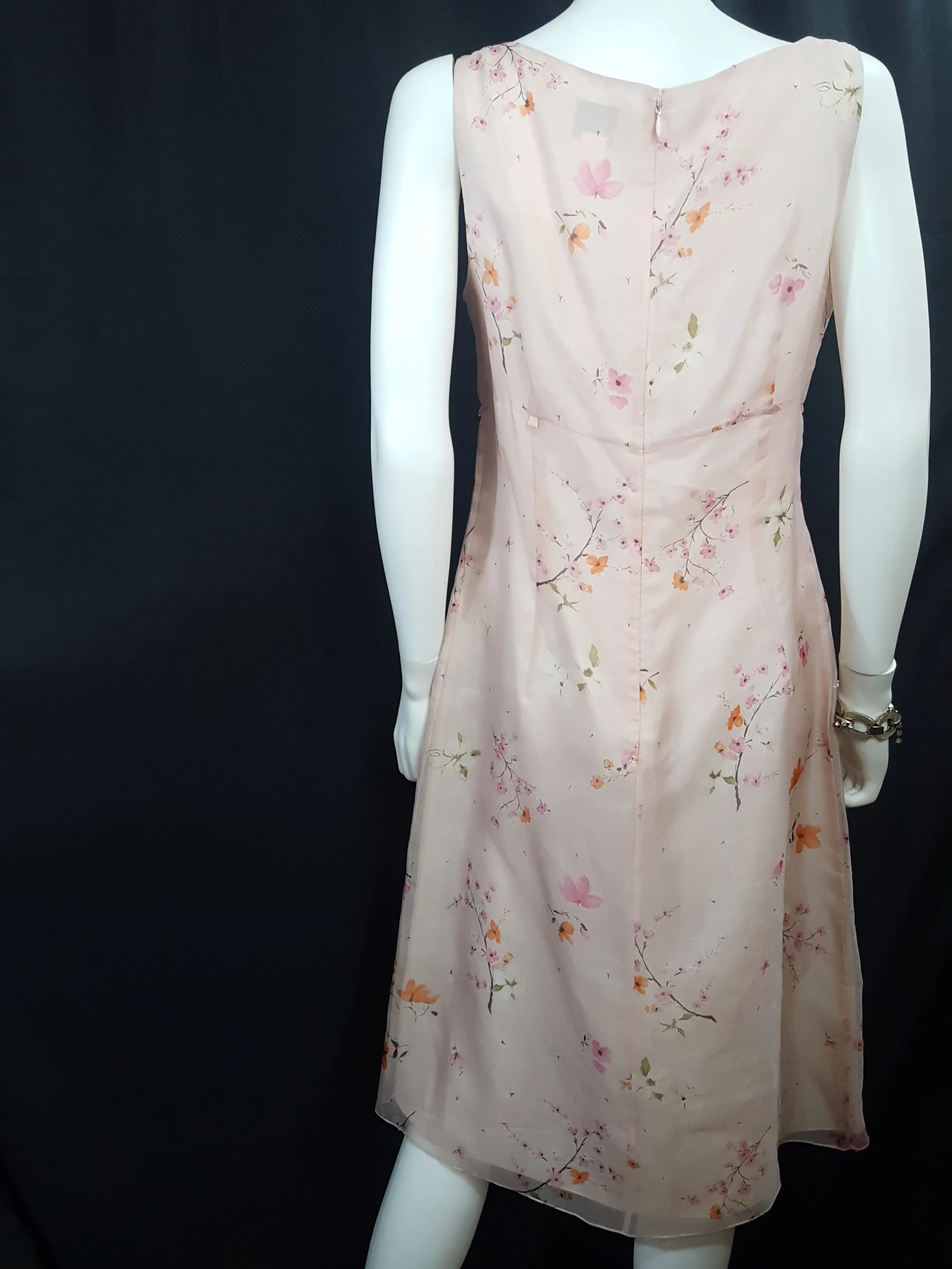 Oscar De La Renta Floral Print Silk Chiffon Dress Size 10
