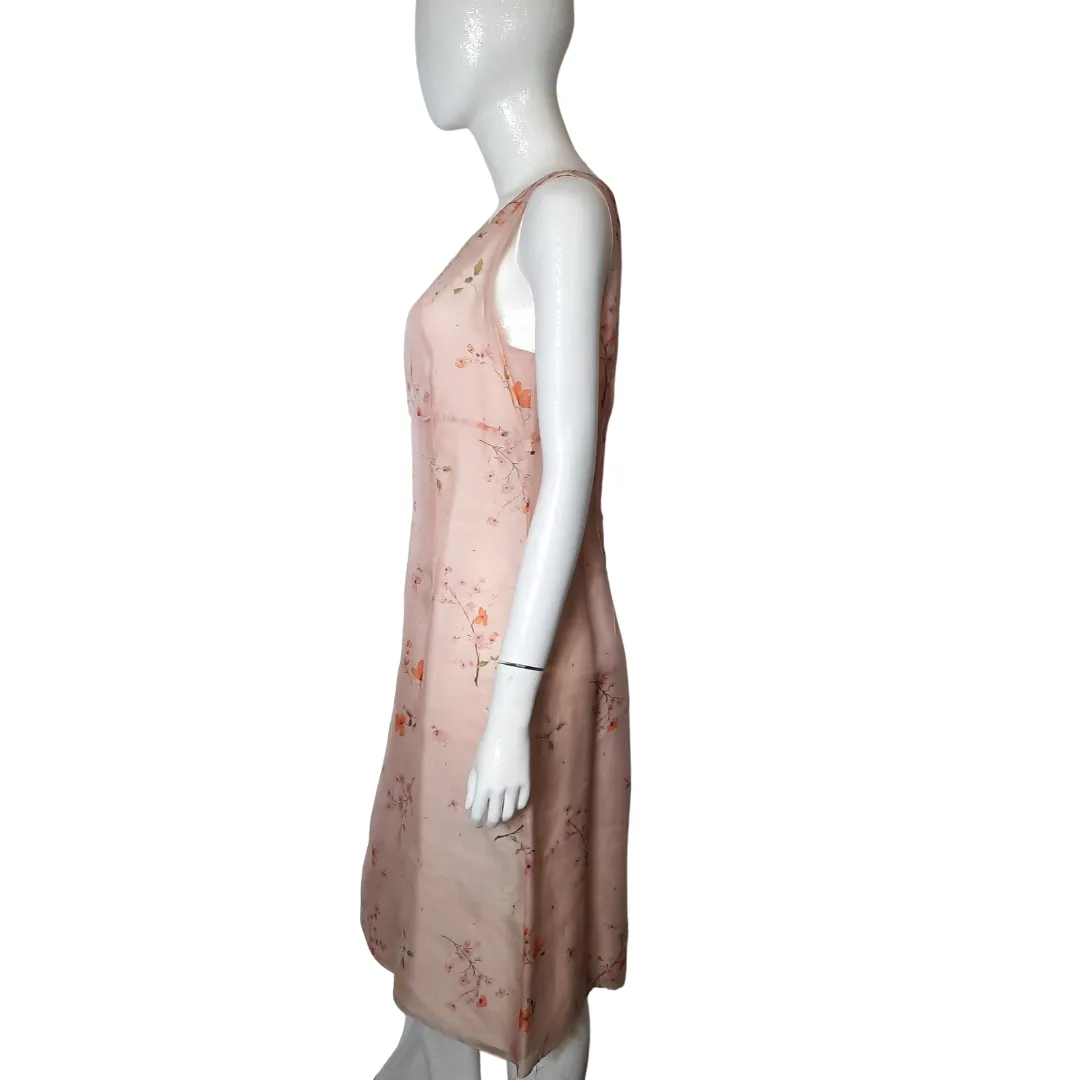 Oscar De La Renta Floral Print Silk Chiffon Dress Size 10