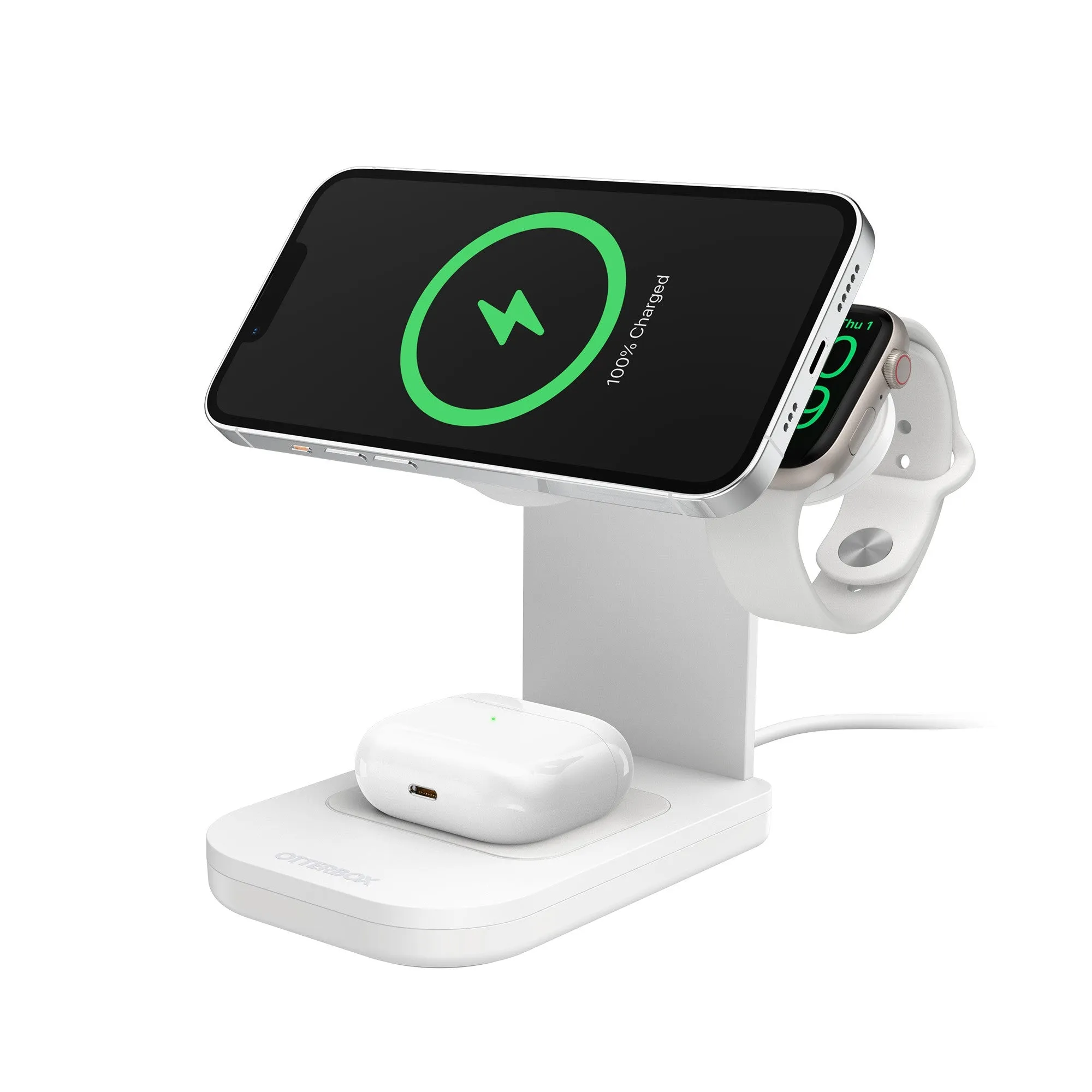 Otterbox 3-in-1 Charging Station Made for MagSafe w/ Apple Watch Charger   Airpods - White - 15-10678