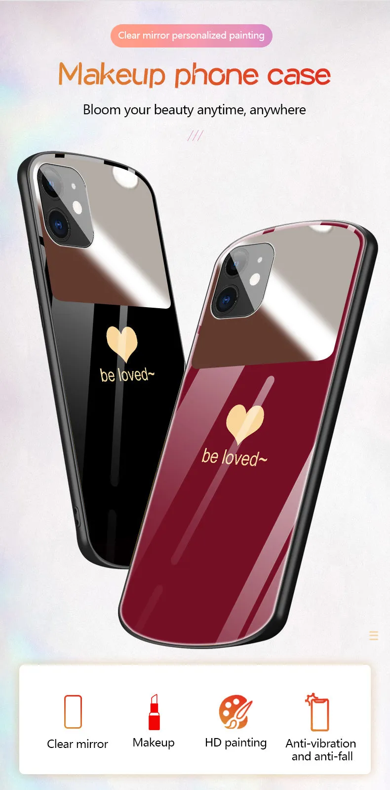 Oval Mirrored Phone Case For iPhone X XR XS 11 12