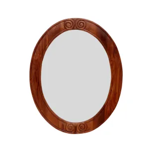 Oval shaped brown tone french wall hanging mirror