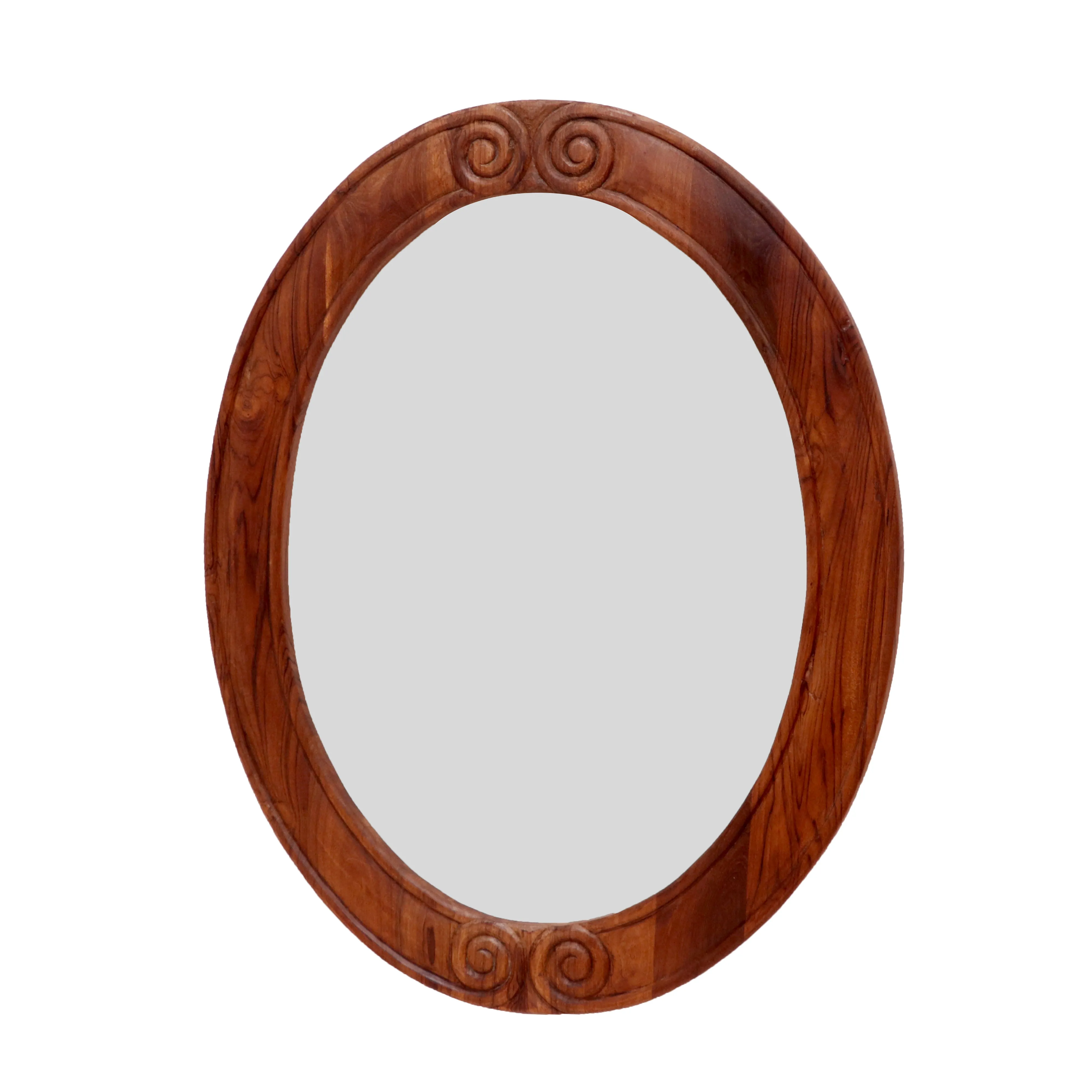 Oval shaped brown tone french wall hanging mirror