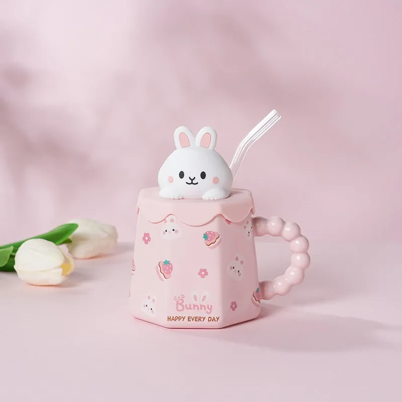 Pastel Animal Mug & Straw Set