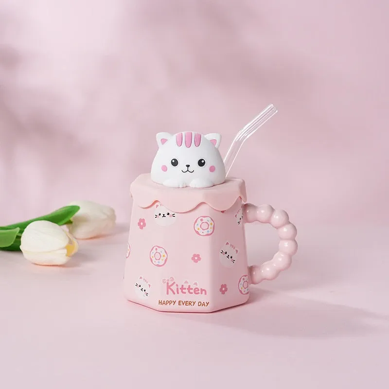 Pastel Animal Mug & Straw Set