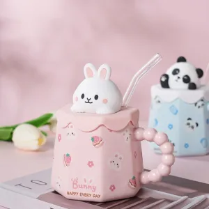 Pastel Animal Mug & Straw Set
