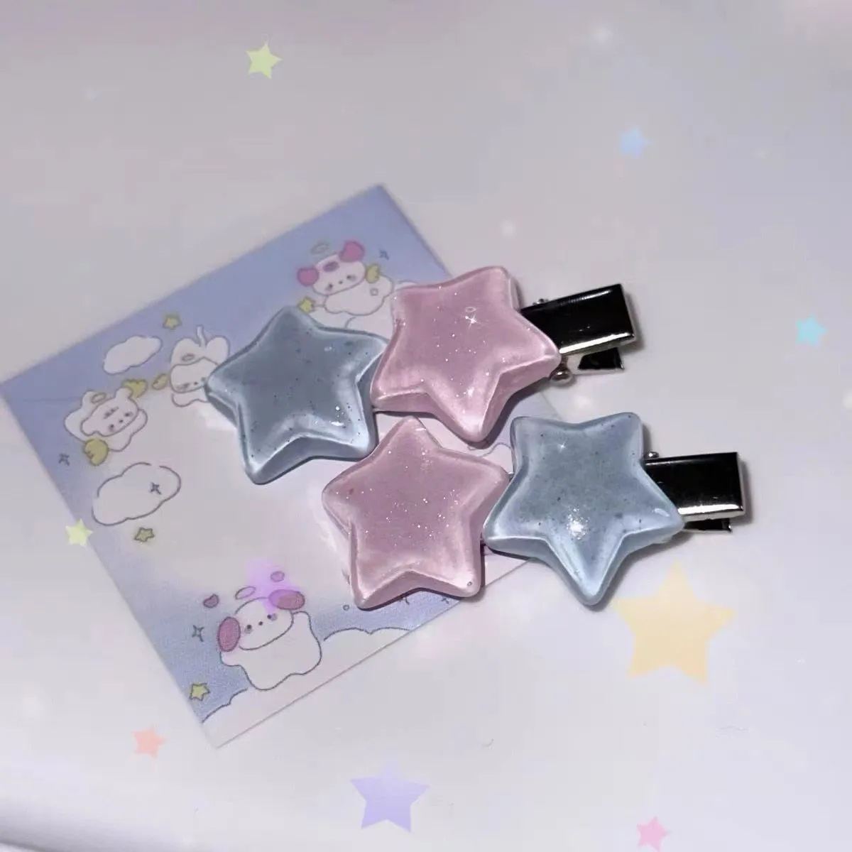 Pastel Candy Star Hair Clips