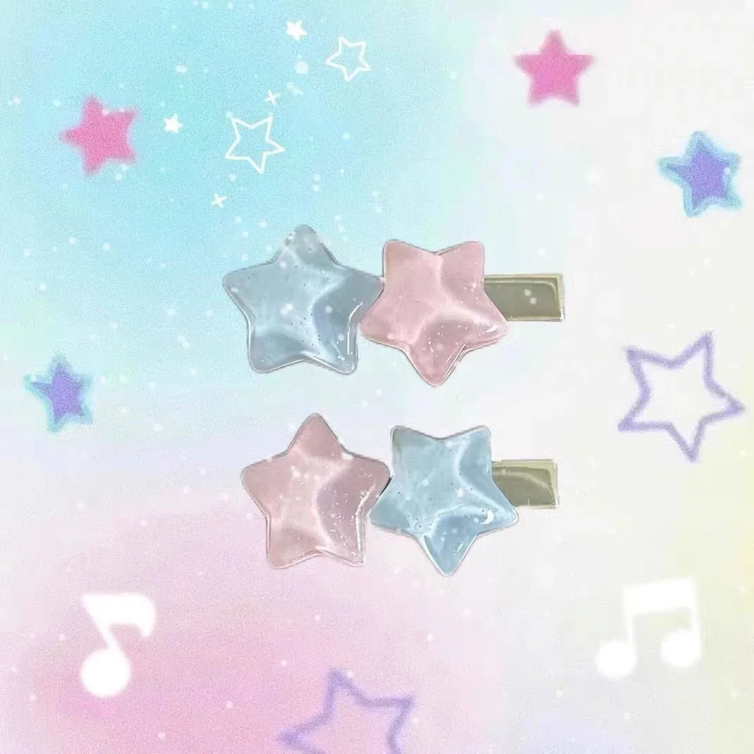 Pastel Candy Star Hair Clips