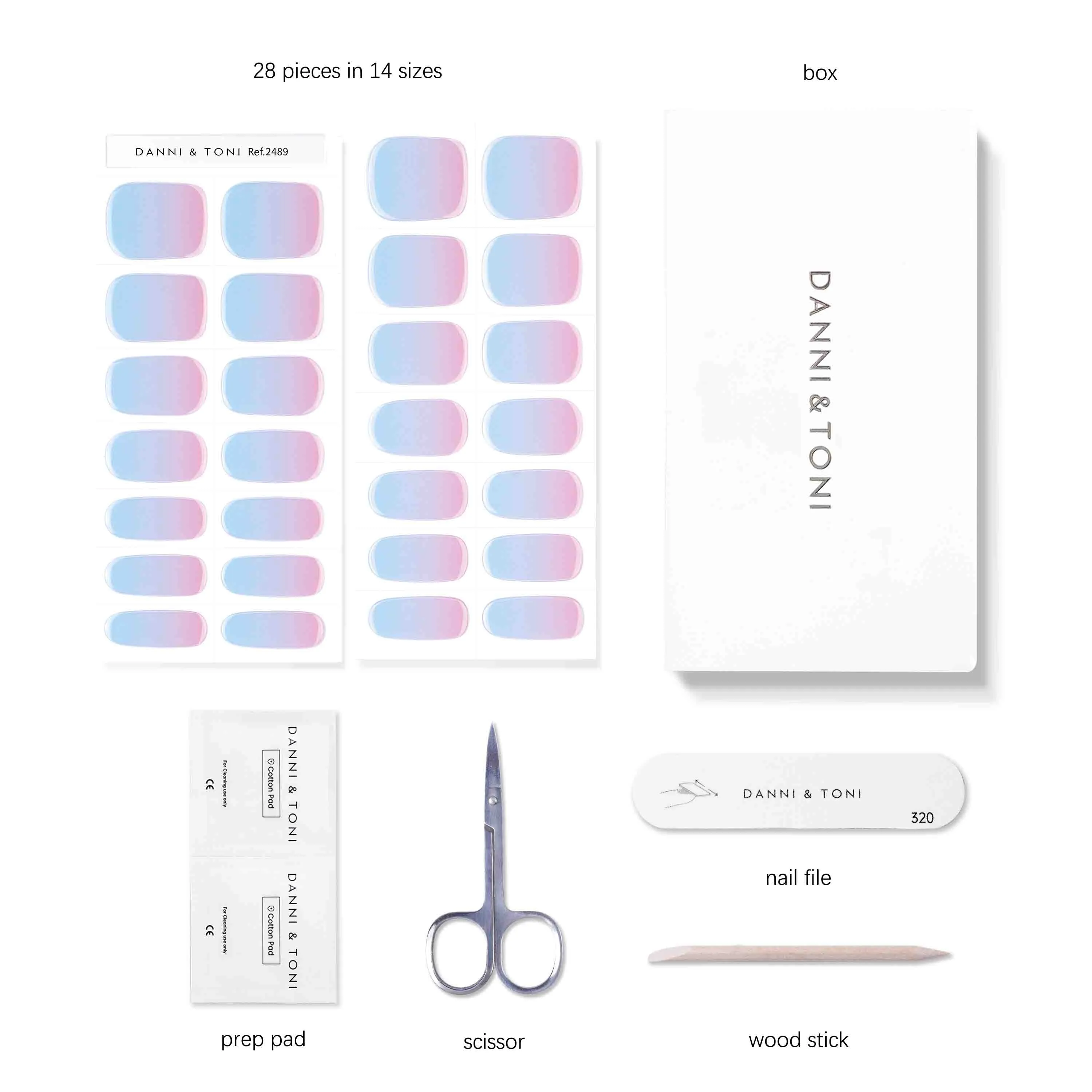 Pastel Dreams Ombre Semi Cured Gel Nail Strips | Rose Horizon - 2489