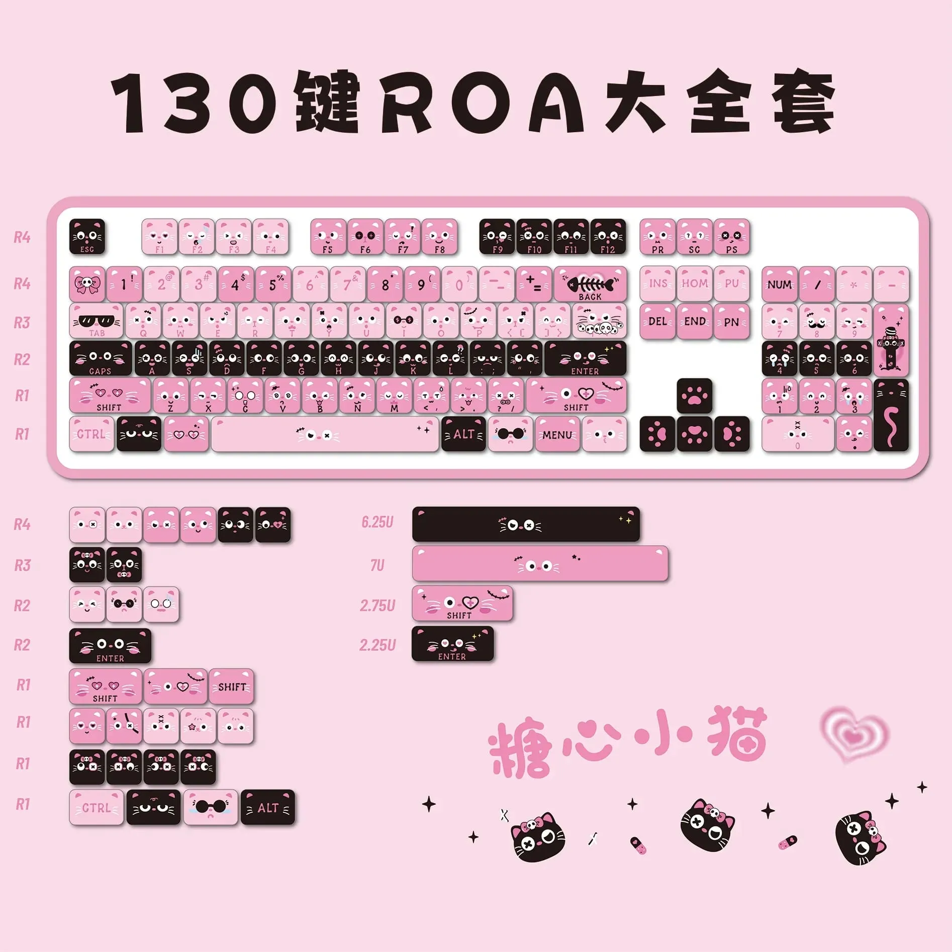 Pastel Goth Piggy Keycaps Set