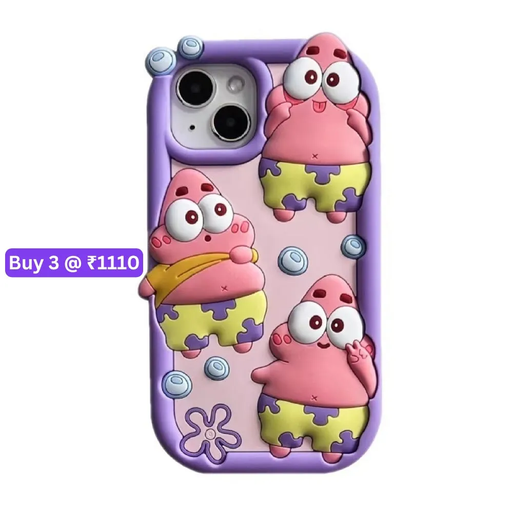 Patrick Star Cartoon TPU (Soft) Silicone Phone Case with Bracelet - iPhone 12