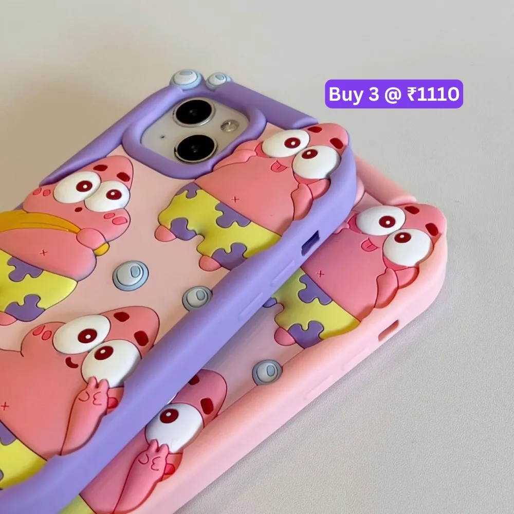 Patrick Star Cartoon TPU (Soft) Silicone Phone Case with Bracelet - iPhone 13 Pro