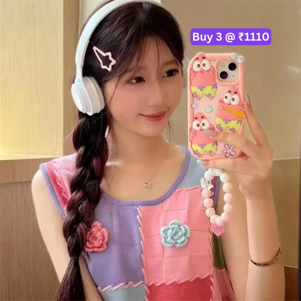Patrick Star Cartoon TPU (Soft) Silicone Phone Case with Bracelet - iPhone 13 Pro
