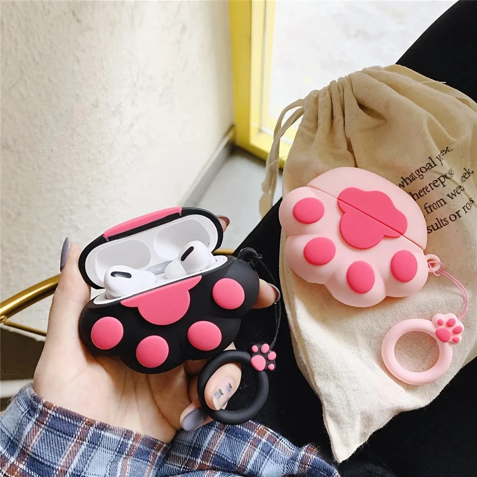Paw AirPods Case Cute Cartoon Cat Paw For Apple Earphone Case