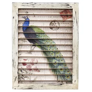 Peacock Window Shutter Vintage Wall Decor