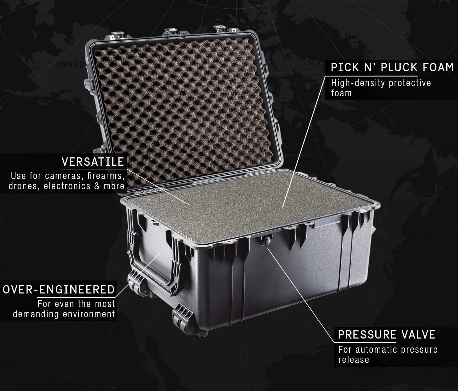 Pelican 1630 Black Protector Transport Case with Foam-Limited Lifetime Local Warranty
