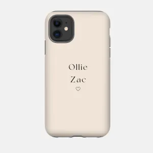 Personalised Phone Case | Children's Names in Vanilla
