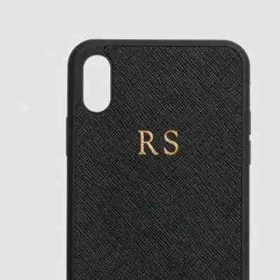 Personalised Saffiano Leather Phone Case in Black