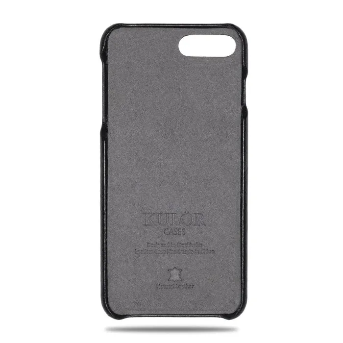 Personalized Blue Stripe iPhone 8 Plus / iPhone 7 Plus Black Leather Case