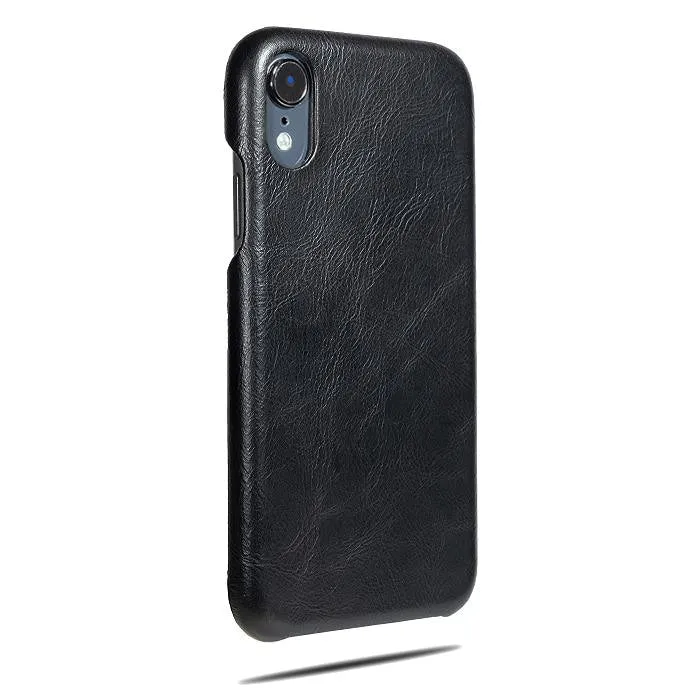 Personalized Hand Printed Blue Stripe iPhone XR Black Leather Case