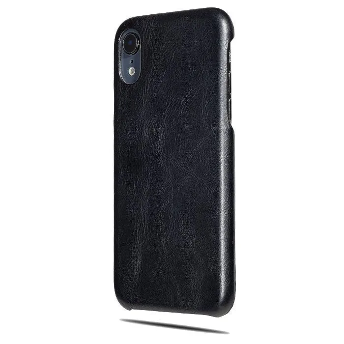 Personalized Hand Printed Blue Stripe iPhone XR Black Leather Case