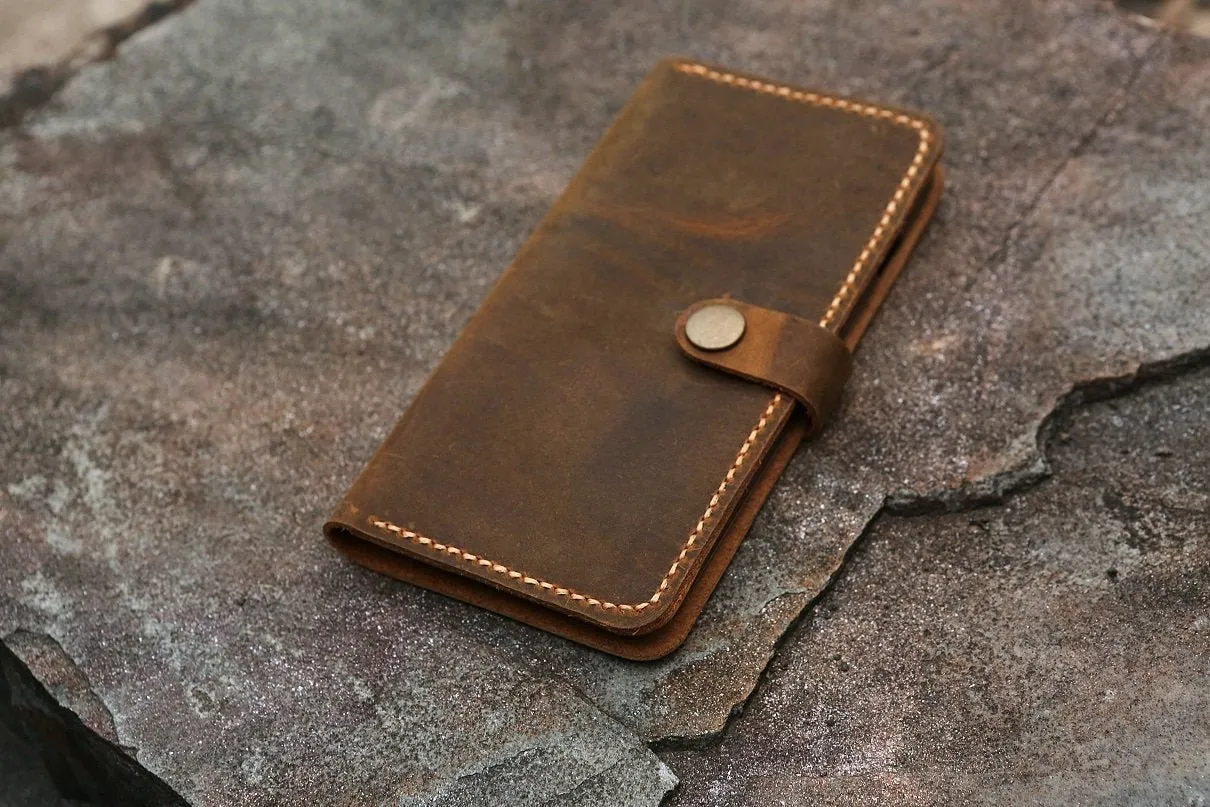 Personalized leather phone wallet for iPhone 16 15 14 13 12 11 Pro Max