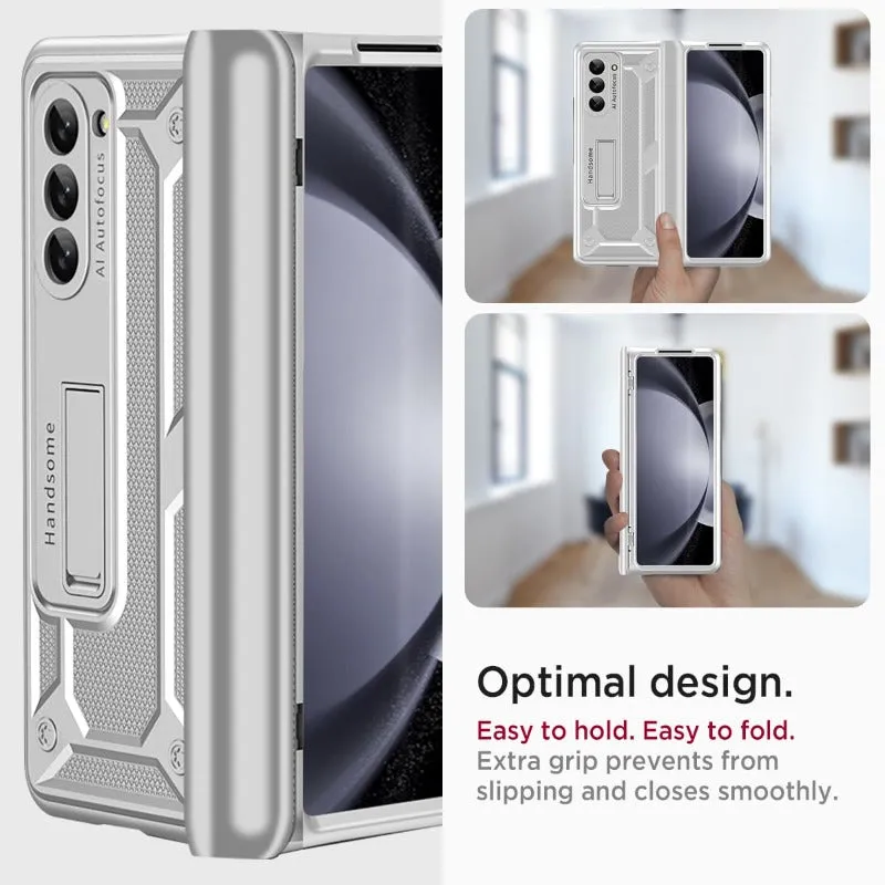 Phone Case with Hinge Protection Built-in Screen Protector Kickstand for Samsung Galaxy Z Fold 5