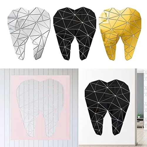Pinakine® Mirror Art Removable Wall Sticker Acrylic Mural Decal Dental Decor Black