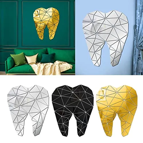 Pinakine® Mirror Art Removable Wall Sticker Acrylic Mural Decal Dental Decor Black