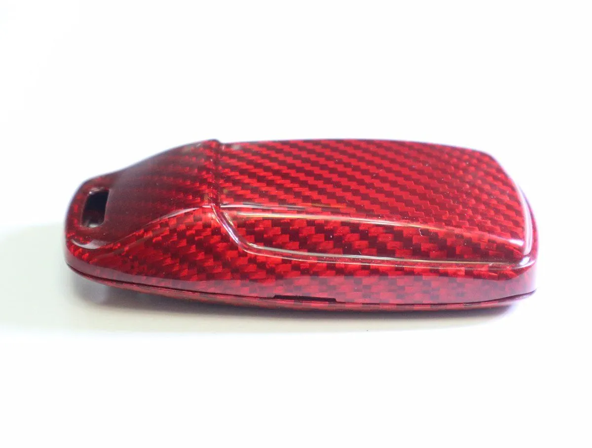 Pinalloy Real Red Carbon Fiber Case Cover for 2016-2018 Audi Keyless Smart Key