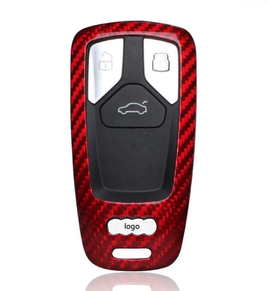 Pinalloy Real Red Carbon Fiber Case Cover for 2016-2018 Audi Keyless Smart Key