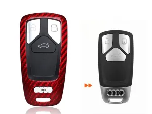 Pinalloy Real Red Carbon Fiber Case Cover for 2016-2018 Audi Keyless Smart Key