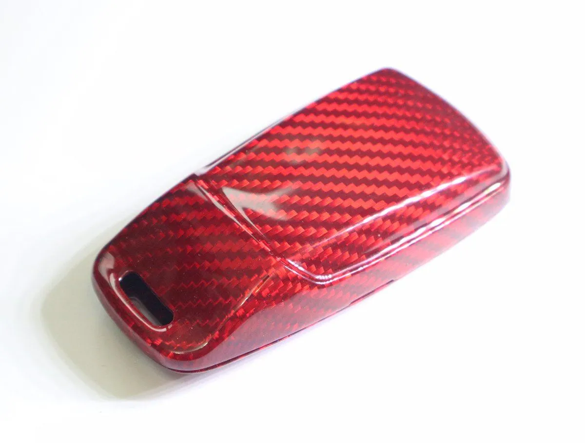 Pinalloy Real Red Carbon Fiber Case Cover for 2016-2018 Audi Keyless Smart Key