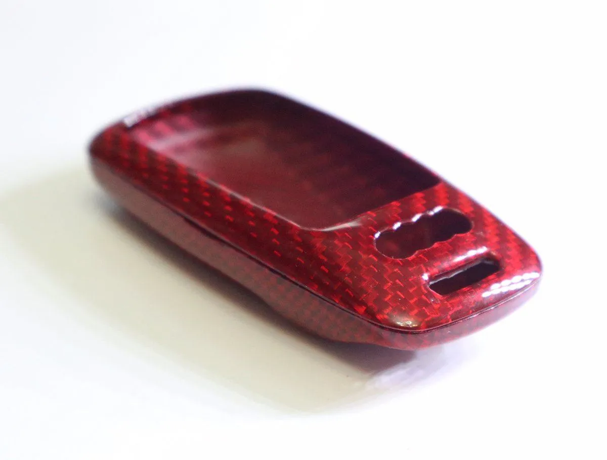 Pinalloy Real Red Carbon Fiber Case Cover for 2016-2018 Audi Keyless Smart Key